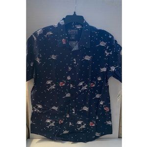 American Rag Button-Up Shark & Santa Shirt Size L